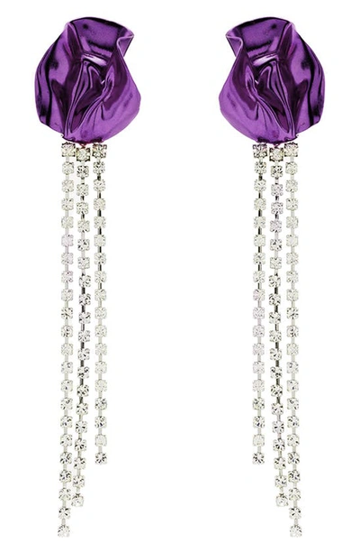 Sterling King Georgia Crystal Drop Earrings In Purple