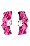 Sterling King Pleat Crystal Earrings In Pink