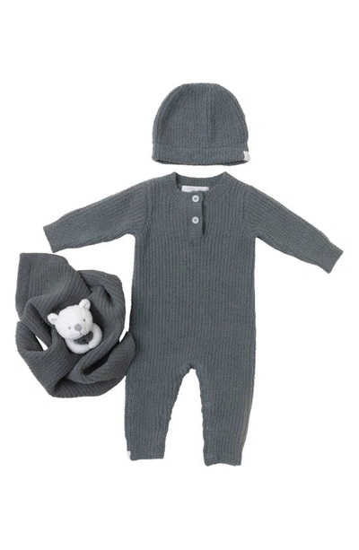 Barefoot Dreams Babies' Cozychic® Ribbed Romper, Buddy Blanket & Beanie Set In Agave Green