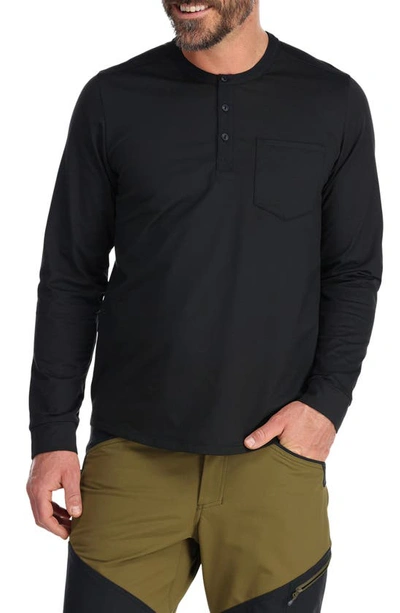 Outdoor Research Baritone Performance Long Sleeve Pocket Henley In Black