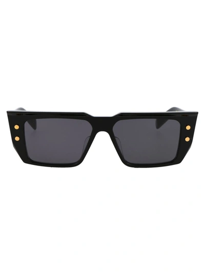 Balmain Sunglasses In Black Gold W/ Dark Grey