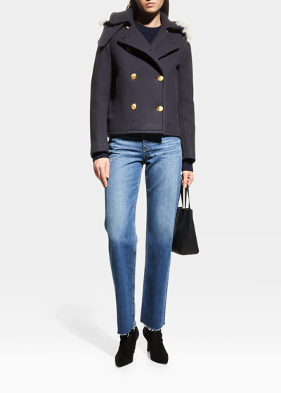 Rag Bone Alfie Double-breasted Peacoat With Detachable Collar