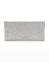 Judith Leiber Envelope Beaded Clutch Bag In Silver