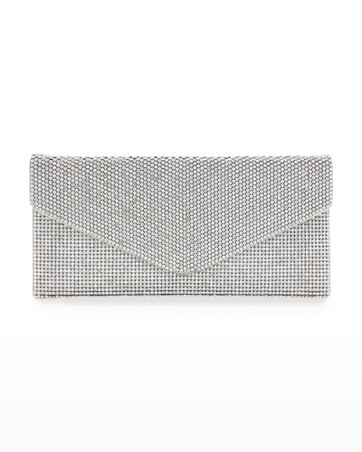 Judith Leiber Envelope Beaded Clutch Bag In Silver