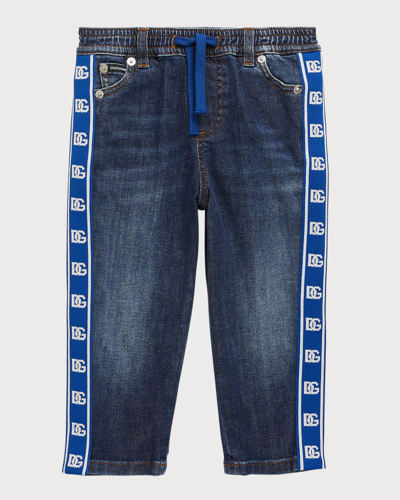 Dolce & Gabbana Boys Teen Blue Denim Logo Jeans