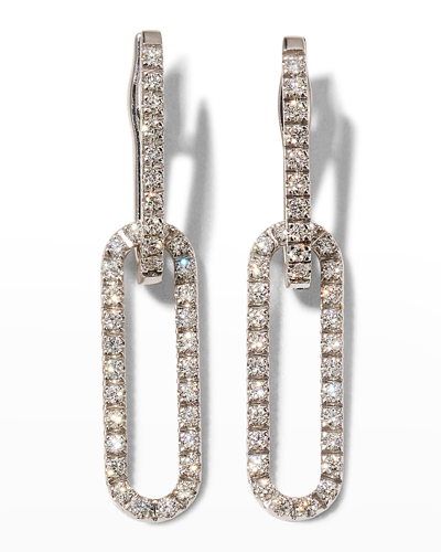 A. Link 18k White Gold Diamond Oval-link Earrings