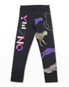 Kenzo Animal-logo-print Leggings In 065-dark Grey