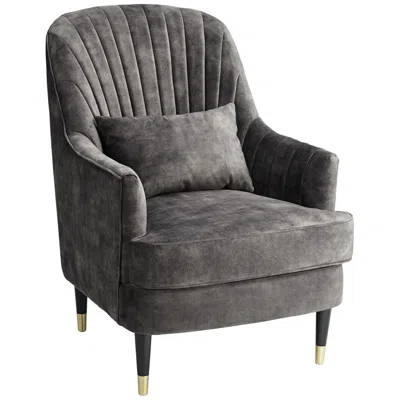 55 Downing Street Austen 28" Wide Tufted Charcoal Gray Velvet Armchair
