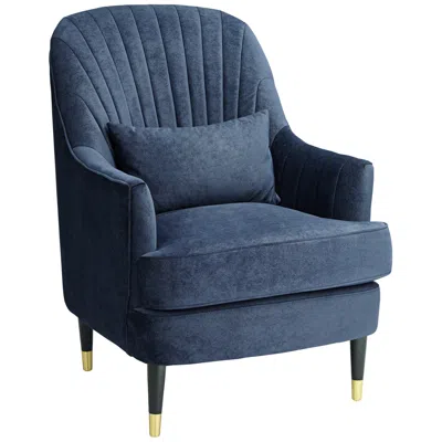 55 Downing Street Austen 28" Wide Tufted Navy Blue Velvet Armchair