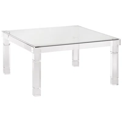 55 Downing Street Bristol 36" Square Clear Acrylic And Glass Modern Coffee Table
