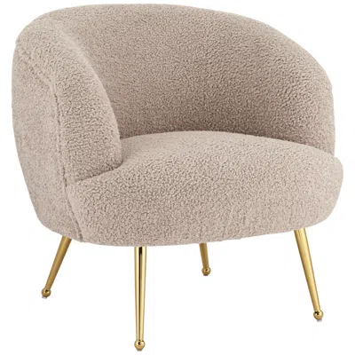 55 Downing Street Charlie Light Brown Sheep Fabric Tub Accent Chair