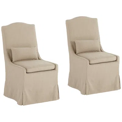 55 Downing Street Juliete Hamlet Pebble Tan Slipcover Dining Chairs Set Of 2
