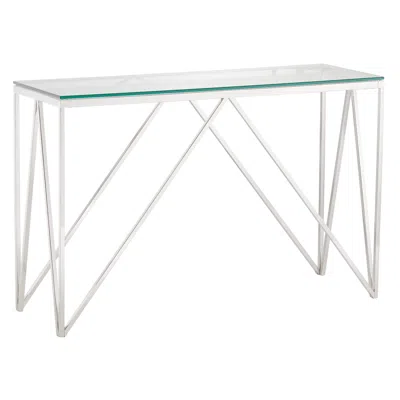 55 Downing Street Luxor 47 1/4" Wide Chrome And Glass Modern Console Table