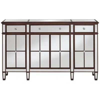 55 Downing Street Vincent 60" Wide Mirrored And Brushed Oak Accent Cabinet