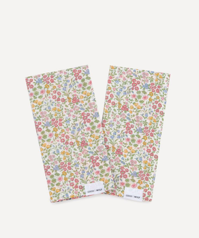 Coco & Wolf Lilibet And Wiltshire Pink Stitch Edge Napkins Set Of Two In Multicoloured