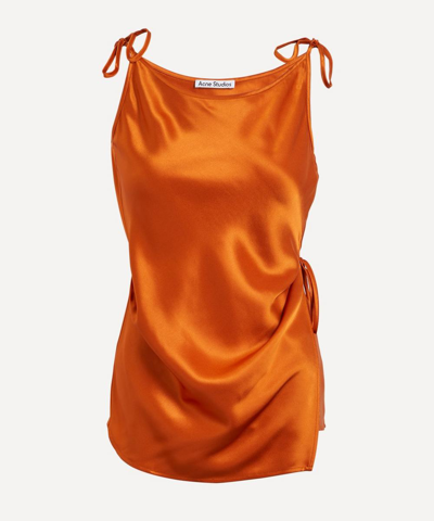 Acne Studios Sleeveless Satin Top In Rust Orange