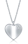 Simona Sterling Silver Diamond Heart Necklace In Silver