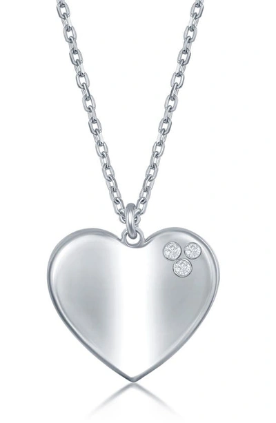 Simona Sterling Silver Diamond Heart Necklace