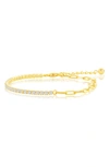 Simona Cz Tennis & Paperclip Chain Bracelet In Gold