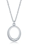 Simona Sterling Silver Diamond Open Oval Necklace In Silver
