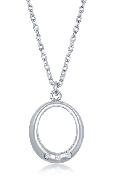 Simona Sterling Silver Diamond Open Oval Necklace