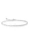 SIMONA STERLING SILVER PAPERCLIP LINK & CZ TENNIS ANKLET