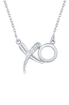 Simona Sterling Silver Diamond Xo Necklace In Silver