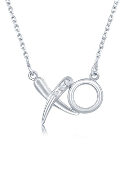 Simona Sterling Silver Diamond Xo Necklace