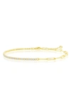 Simona Sterling Silver 2mm Half Tennis & 3.5mm Paperclip Anklet In Gold