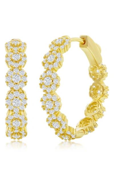 Simona Cz Flower Hoop Earrings In Gold
