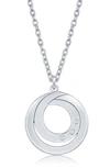 Simona Sterling Silver Diamond Swirl Design Necklace In Silver
