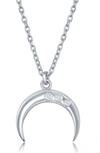 Simona Sterling Silver Diamond Italian Horn Necklace In Silver