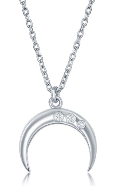 Simona Sterling Silver Diamond Italian Horn Necklace