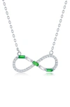 Simona Sterling Silver Created Emerald & Cz Infinity Pendant Necklace In Emerald