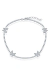 SIMONA STERLING SILVER BUTTERFLY CZ TENNIS ANKLET