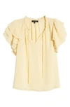 1.state Flutter Sleeve Split Neck Chiffon Blouse In Sunlight