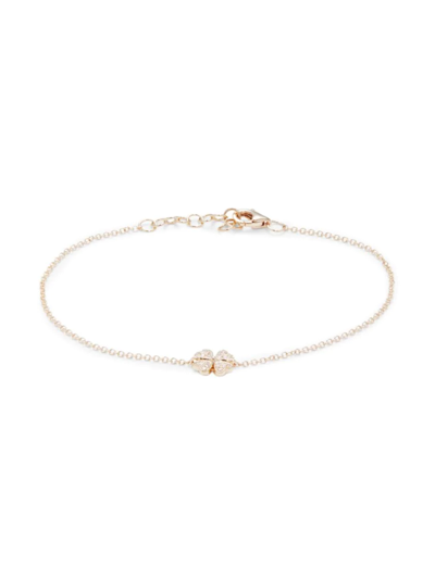 Saks Fifth Avenue Women's 14k Yellow Gold & 0.05 Tcw Diamond Clover Leaf Bracelet