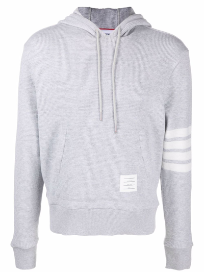 Thom Browne Striped Waffle-knit Cashmere And Wool-blend Hoodie In Gray