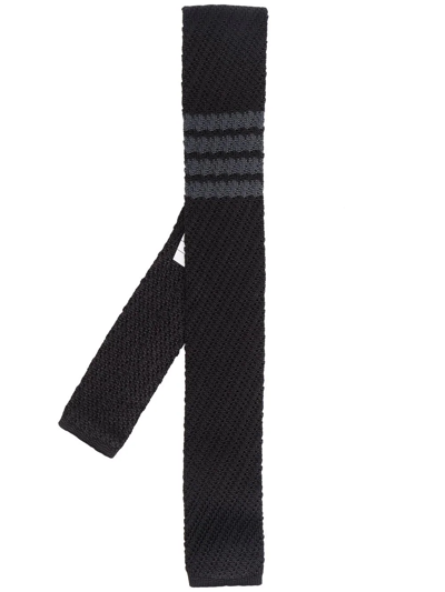 Thom Browne 4-bar Striped Tie In Black