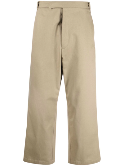 Thom Browne Cropped Grosgrain-loop Trousers In Neutrals