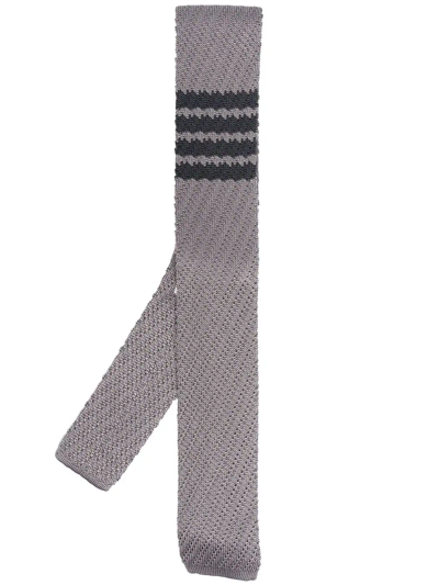 Thom Browne 4-bar Stripe Silk Tie In Grey