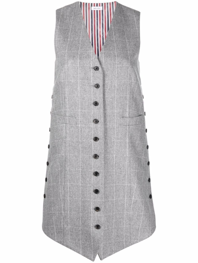 Thom Browne Rwb-stripe Wool Waistcoat In Grey
