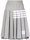 Thom Browne 4 Bar-stripe Step-hem Pleated Skirt In Grey