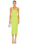 Fleur Du Mal Pointelle-knit Midi Dress In Lime Punch