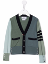 Thom Browne Colour-block Wool Cardigan In Green
