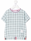 Thom Browne Check-pattern T-shirt In Blue