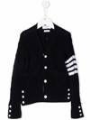 THOM BROWNE 4-BAR CABLE-KNIT COTTON CARDIGAN
