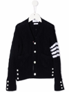 Thom Browne 4-bar Cable-knit Cotton Cardigan In Blue