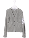 THOM BROWNE 4-BAR CABLE-KNIT COTTON CARDIGAN