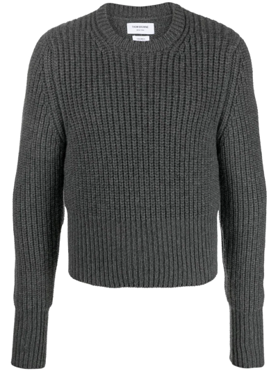 Thom Browne Waffle-knit Cashmere Swater In Grey